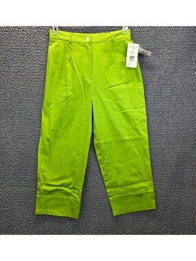 Vintage Harvé Benard Stretch Crop Pants Sze 8 Lime Green Retro Vibrant Festival